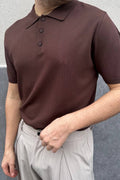 Polo in filo marrone