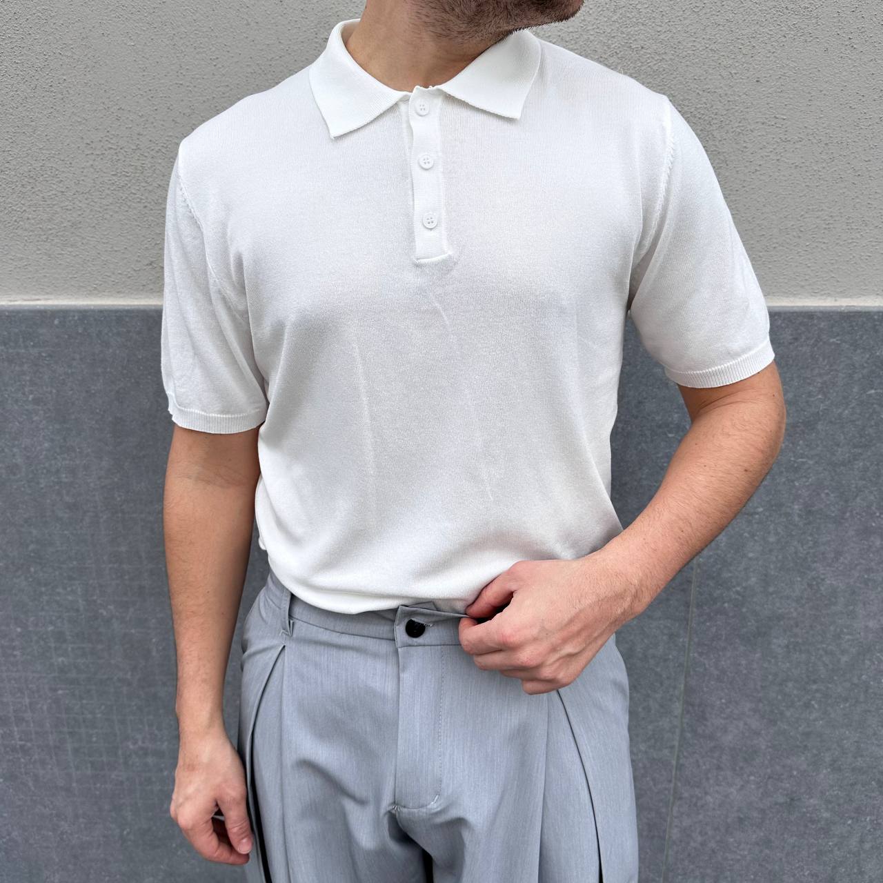 Polo in filo bianca