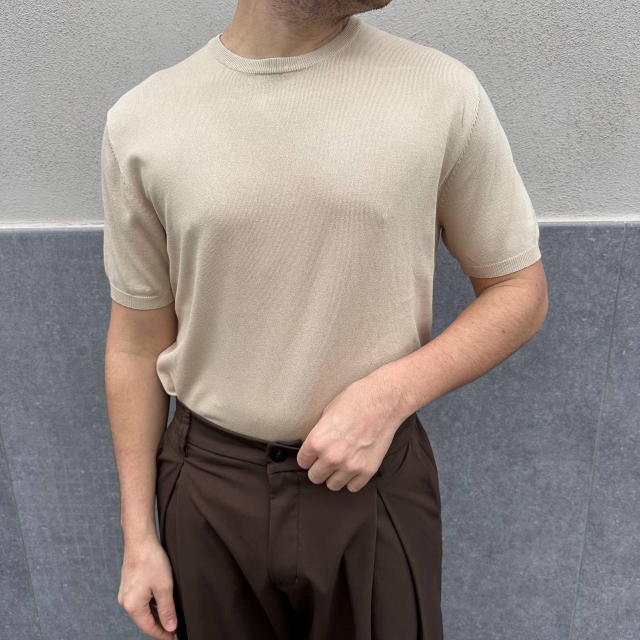 Maglia in filo beige