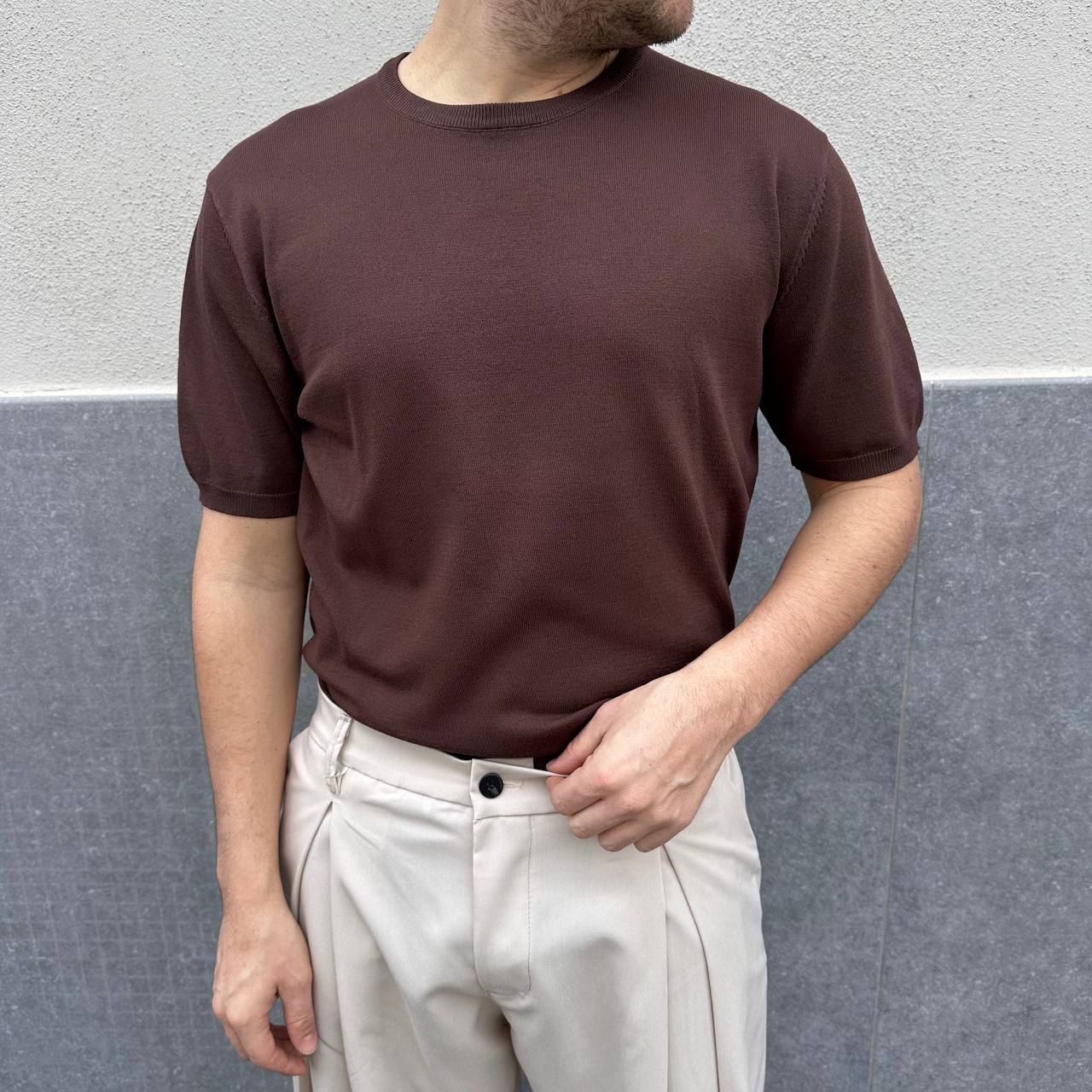 Maglia in filo marrone