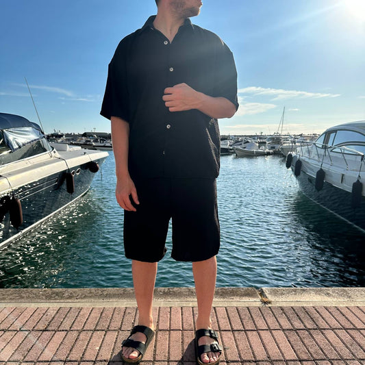 Coordset effetto lino nero