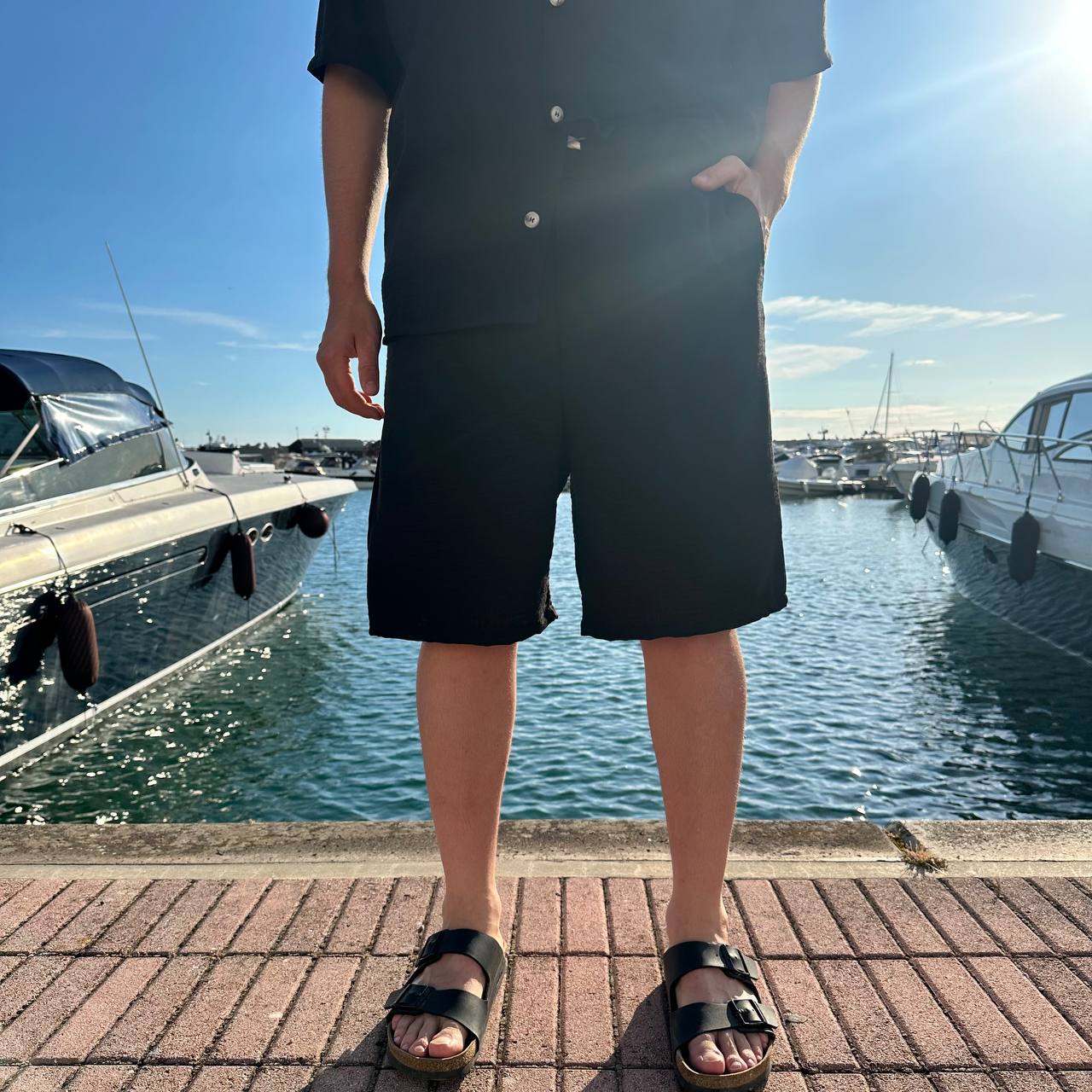 Coordset effetto lino nero