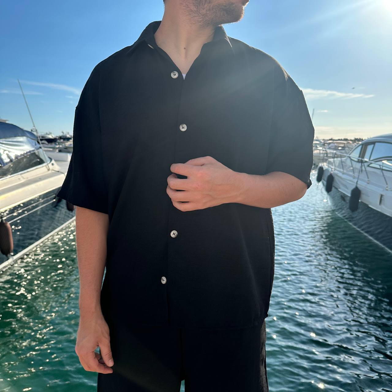 Coordset effetto lino nero