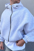 Felpa Crop Con Cappuccio Grigia