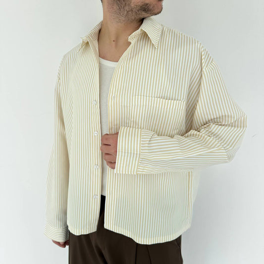 Camicia crop riga beige