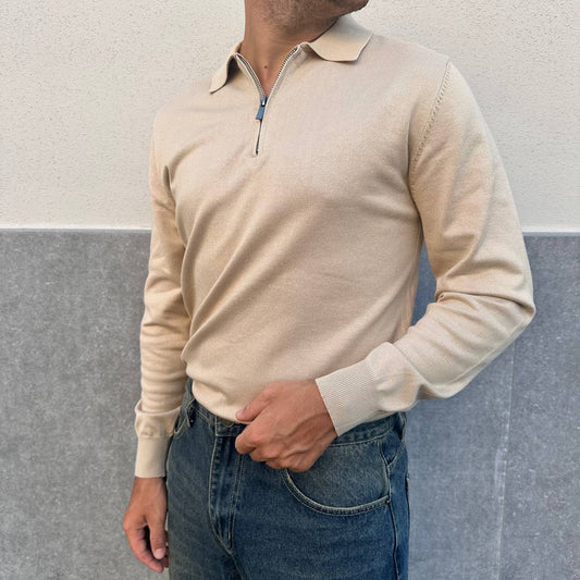 Polo con zip beige