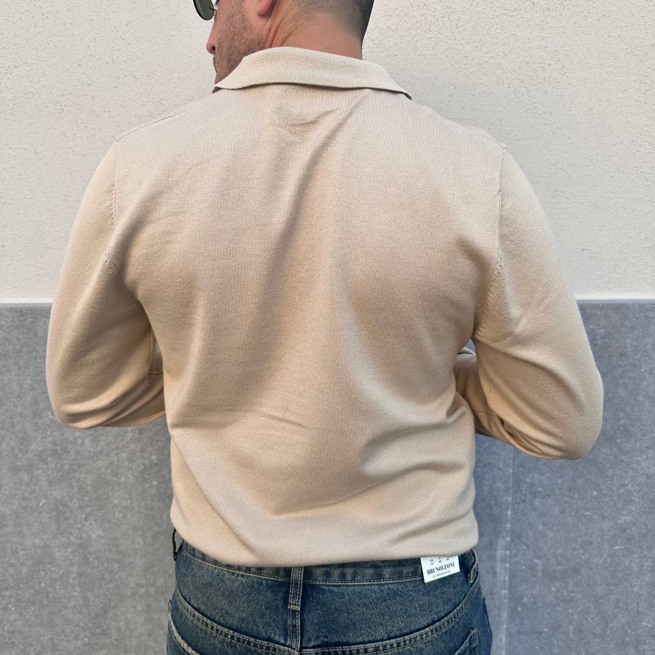 Polo con zip beige