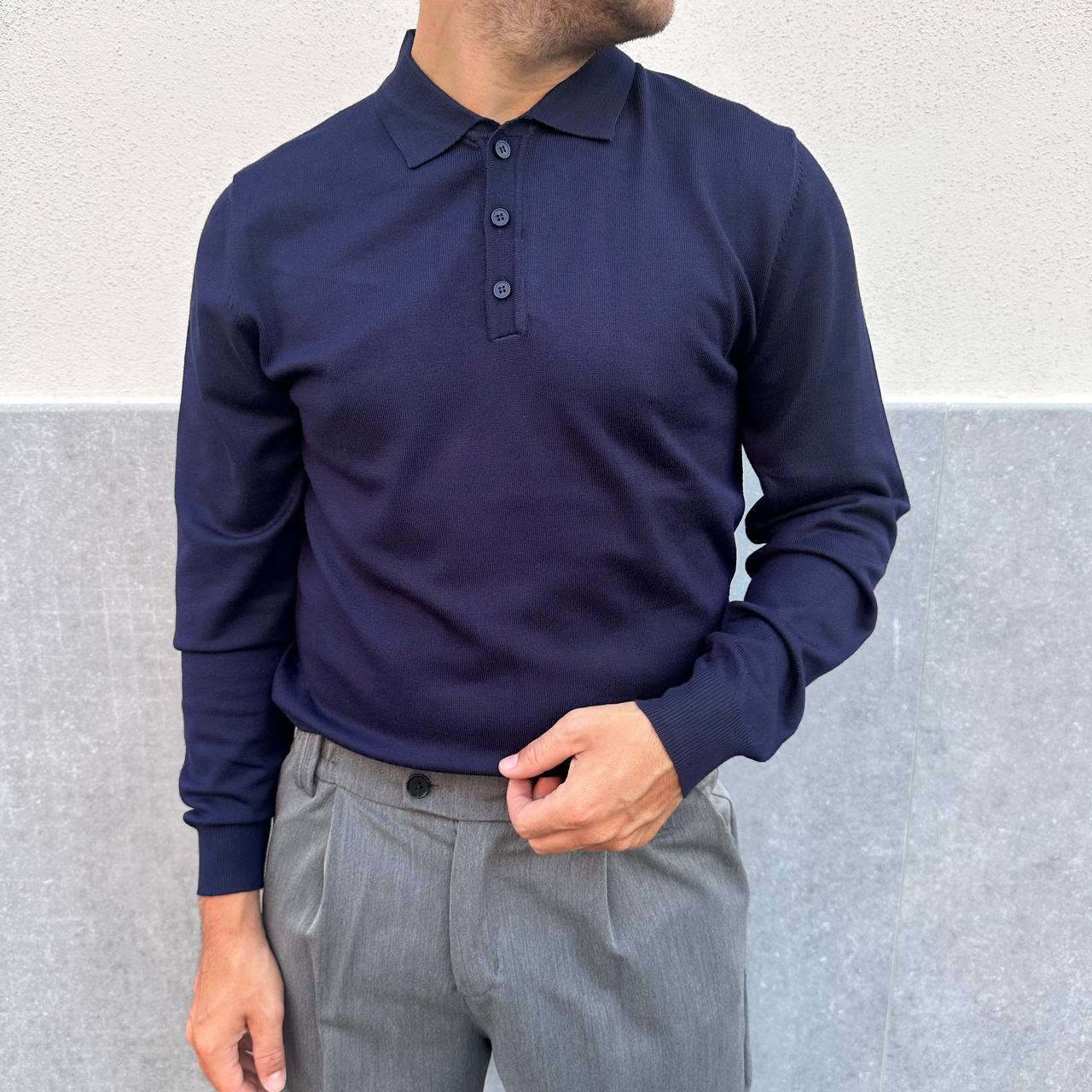 Polo in caldo cotone blu