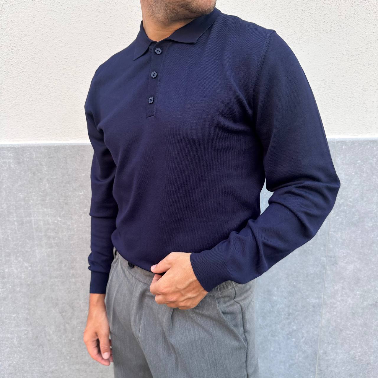 Polo in caldo cotone blu