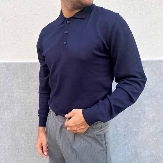 Polo in caldo cotone blu
