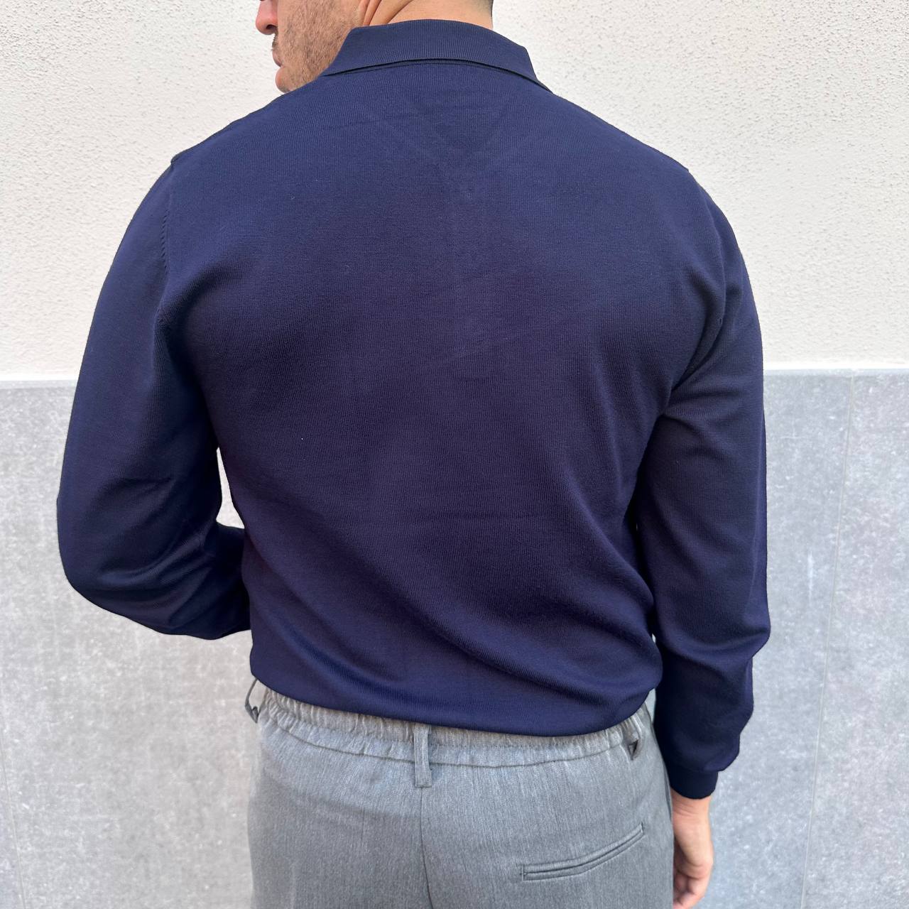 Polo in caldo cotone blu