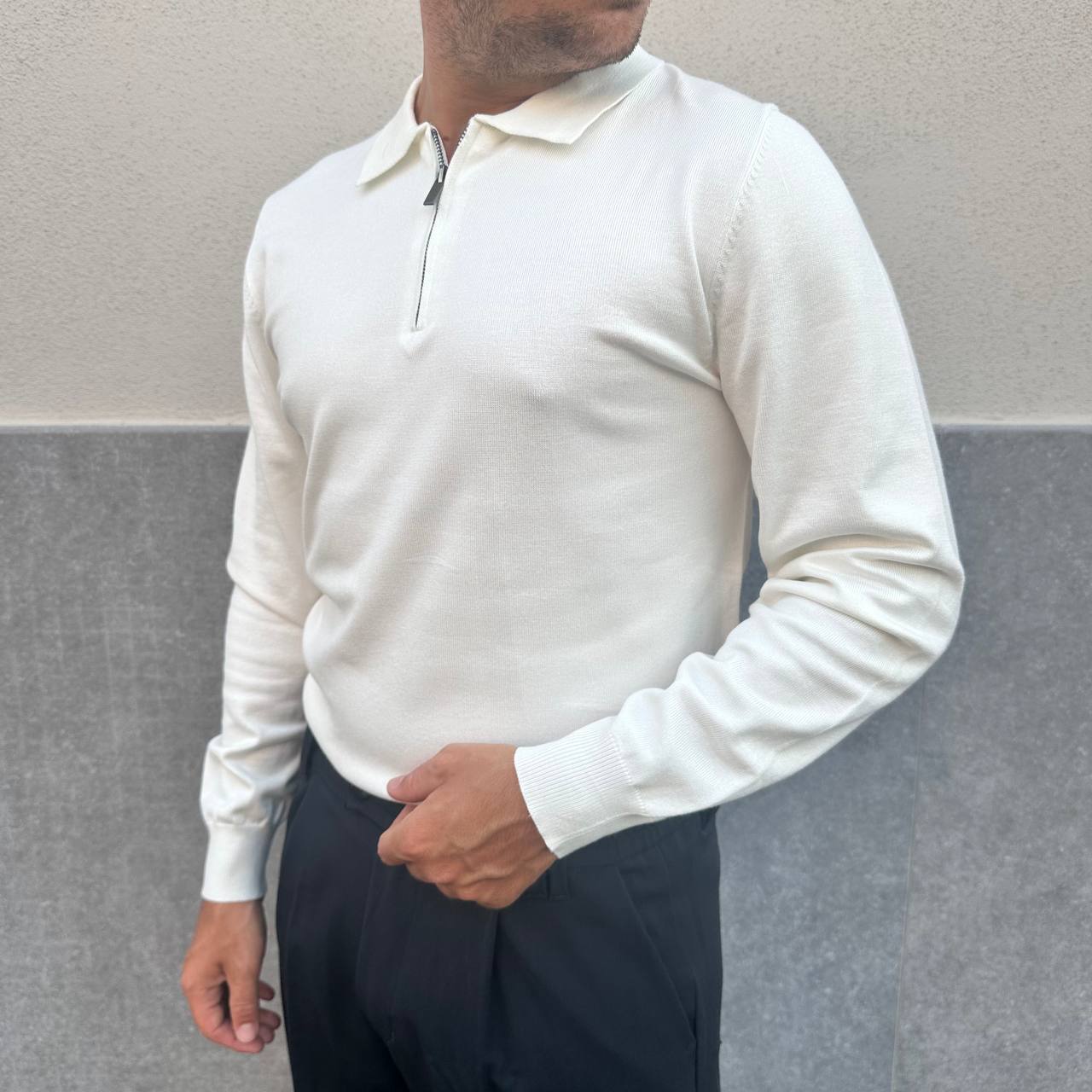 Polo con zip bianca