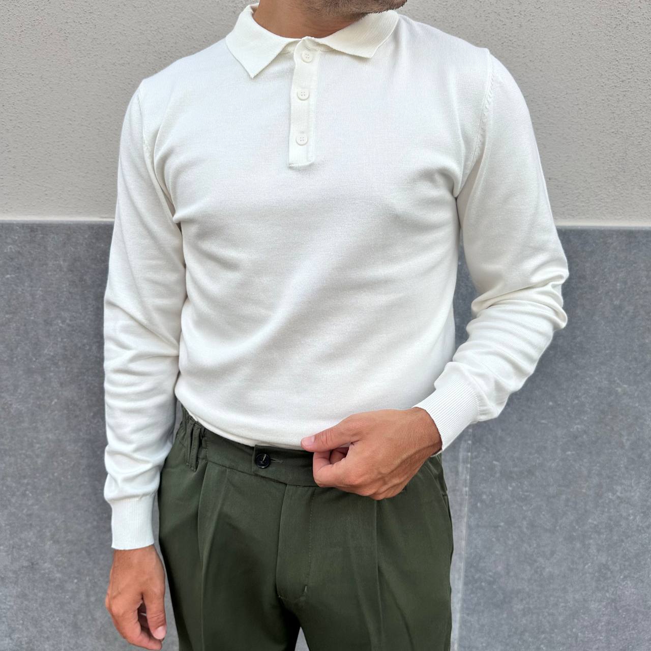 Polo in caldo cotone bianca