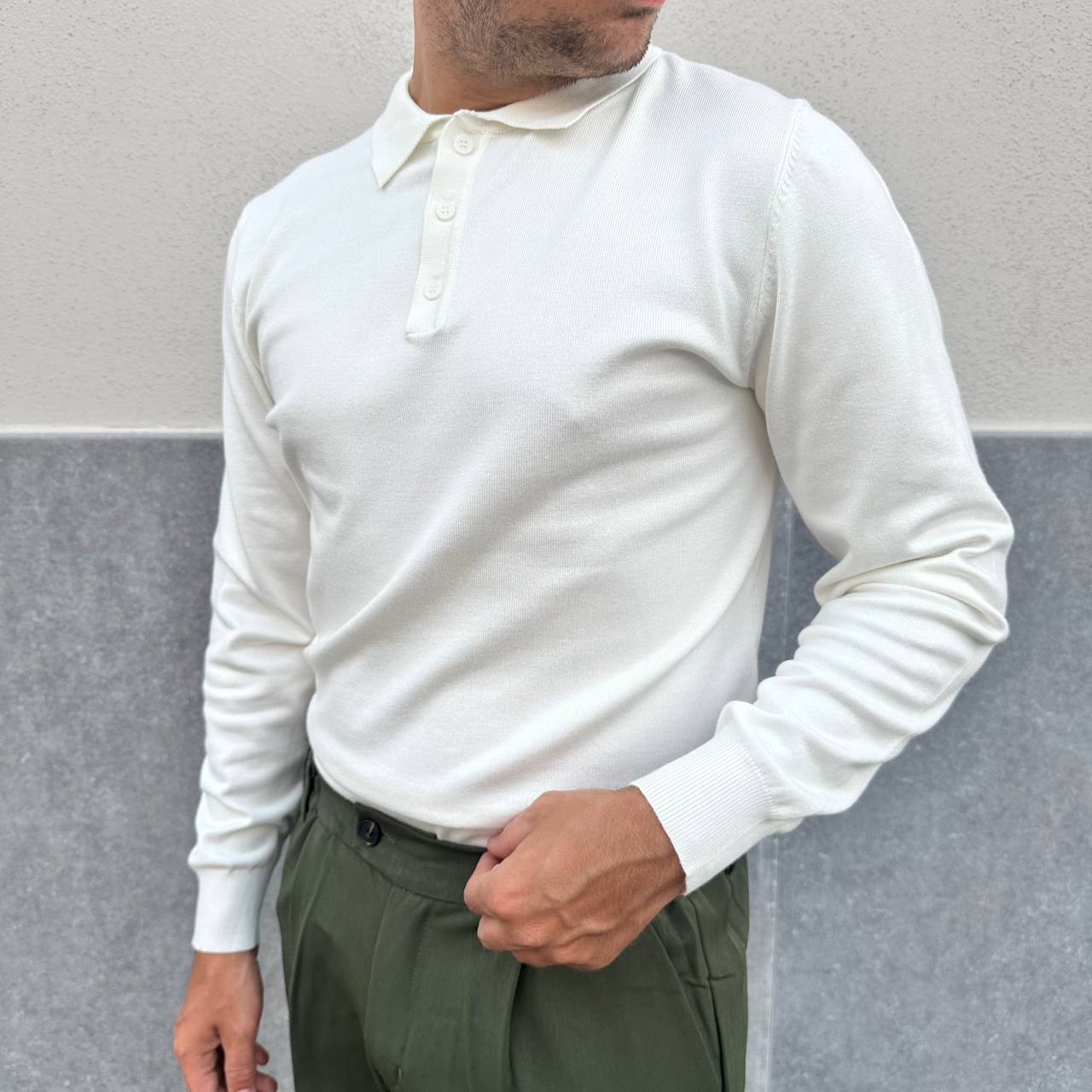 Polo in caldo cotone bianca