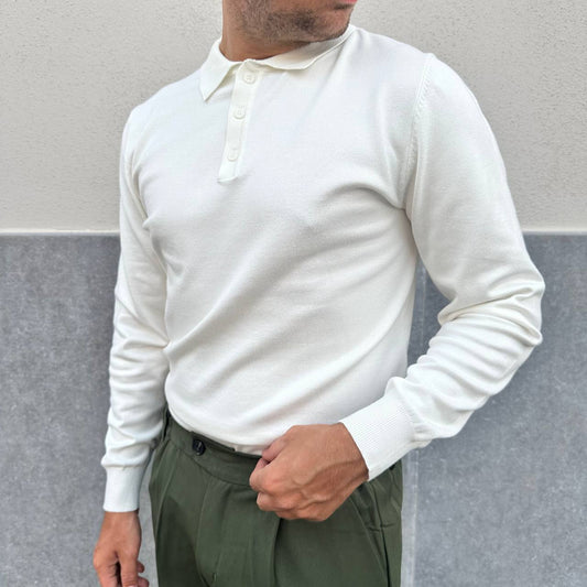 Polo in caldo cotone bianca