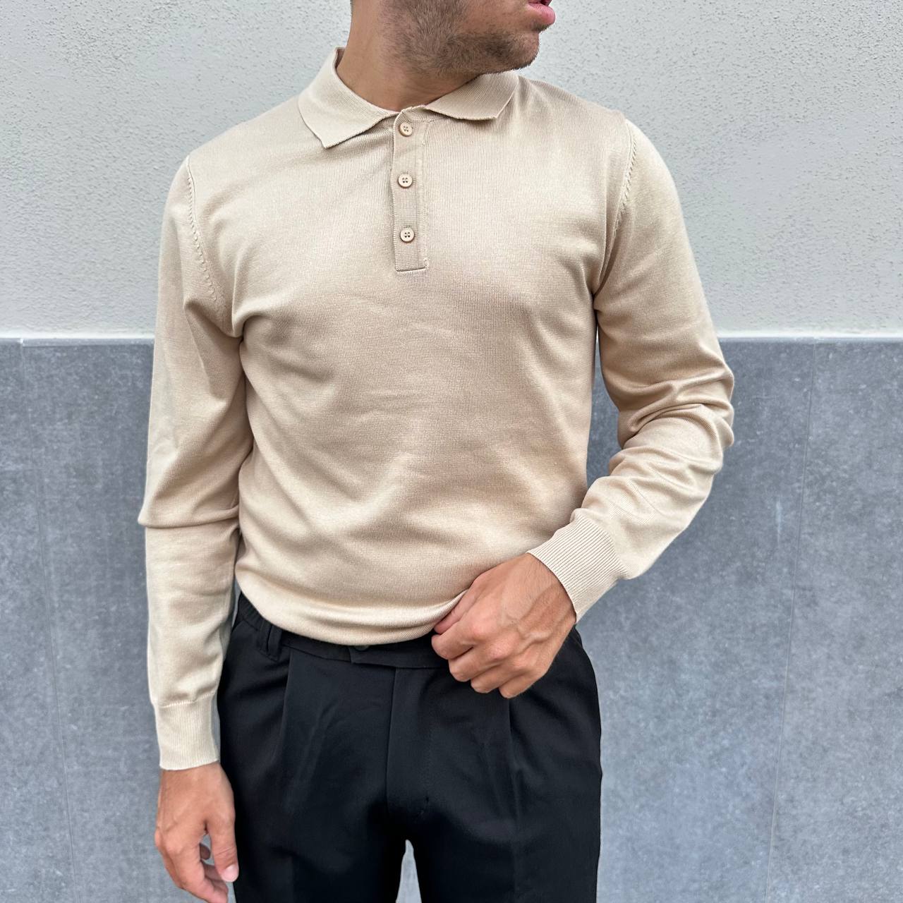 Polo in caldo cotone beige