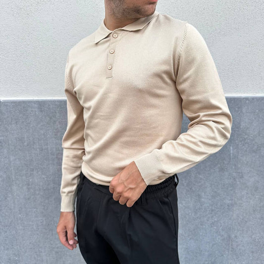 Polo in caldo cotone beige