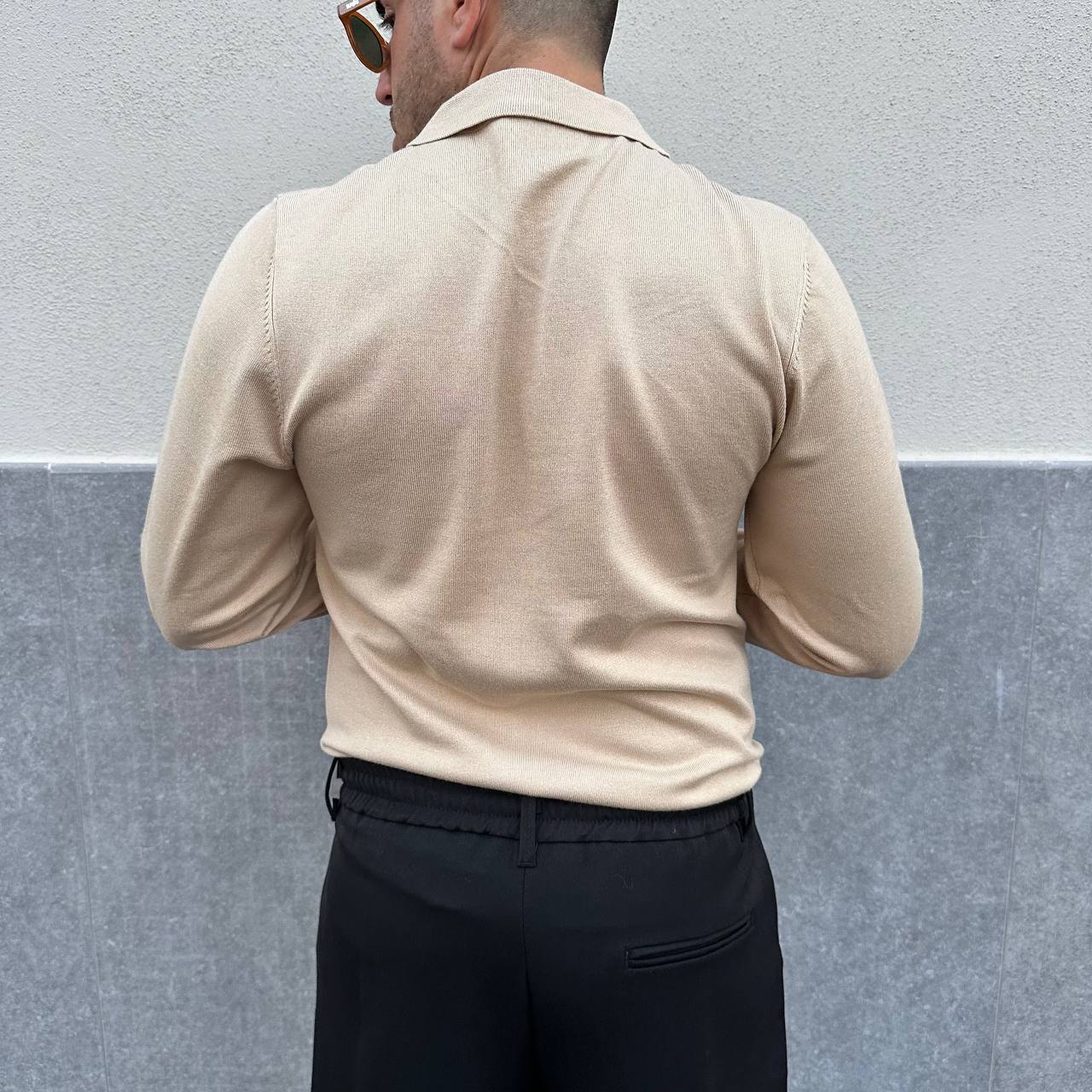 Polo in caldo cotone beige