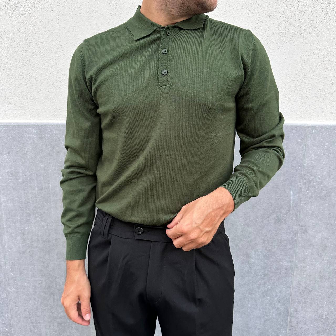 Polo in caldo cotone verde