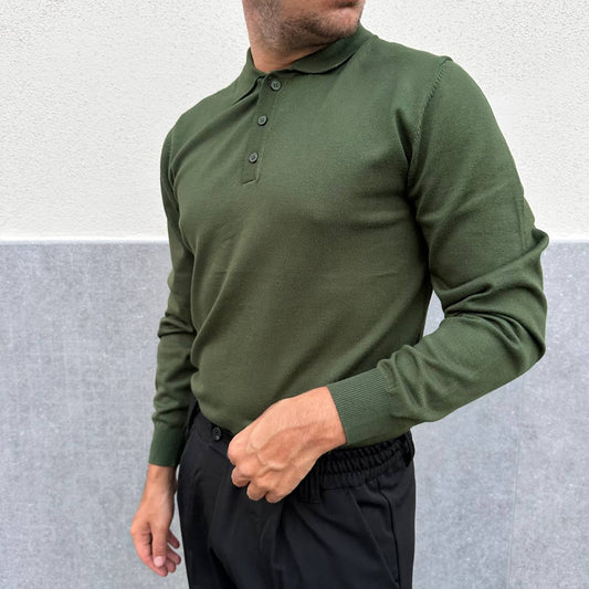 Polo in caldo cotone verde