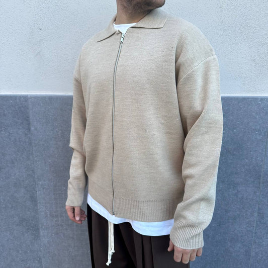 Pull Con Zip Beige