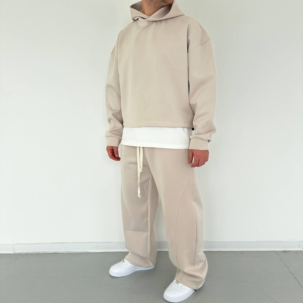 Coordset Scuba Crop Beige