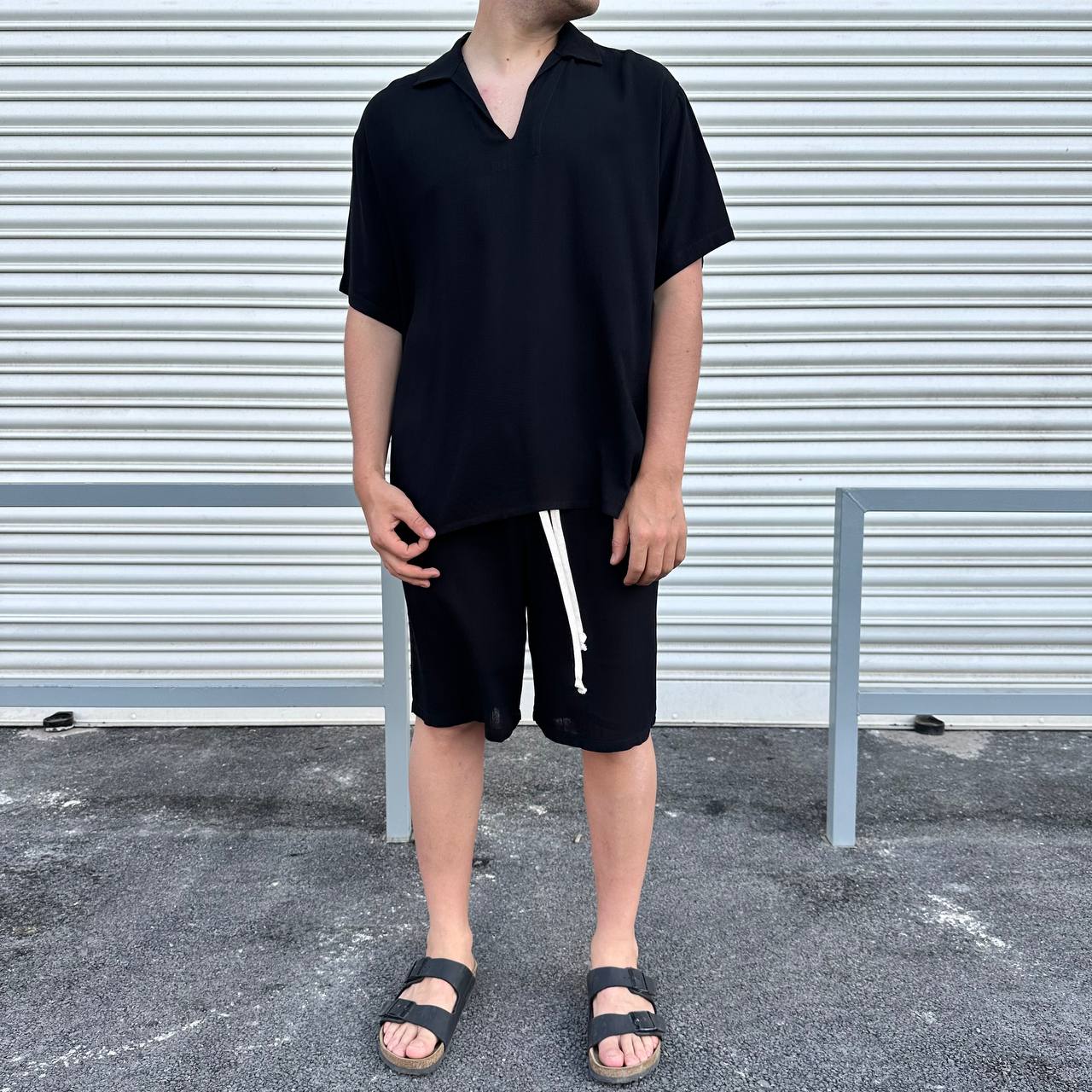 Coordset scollo V nero