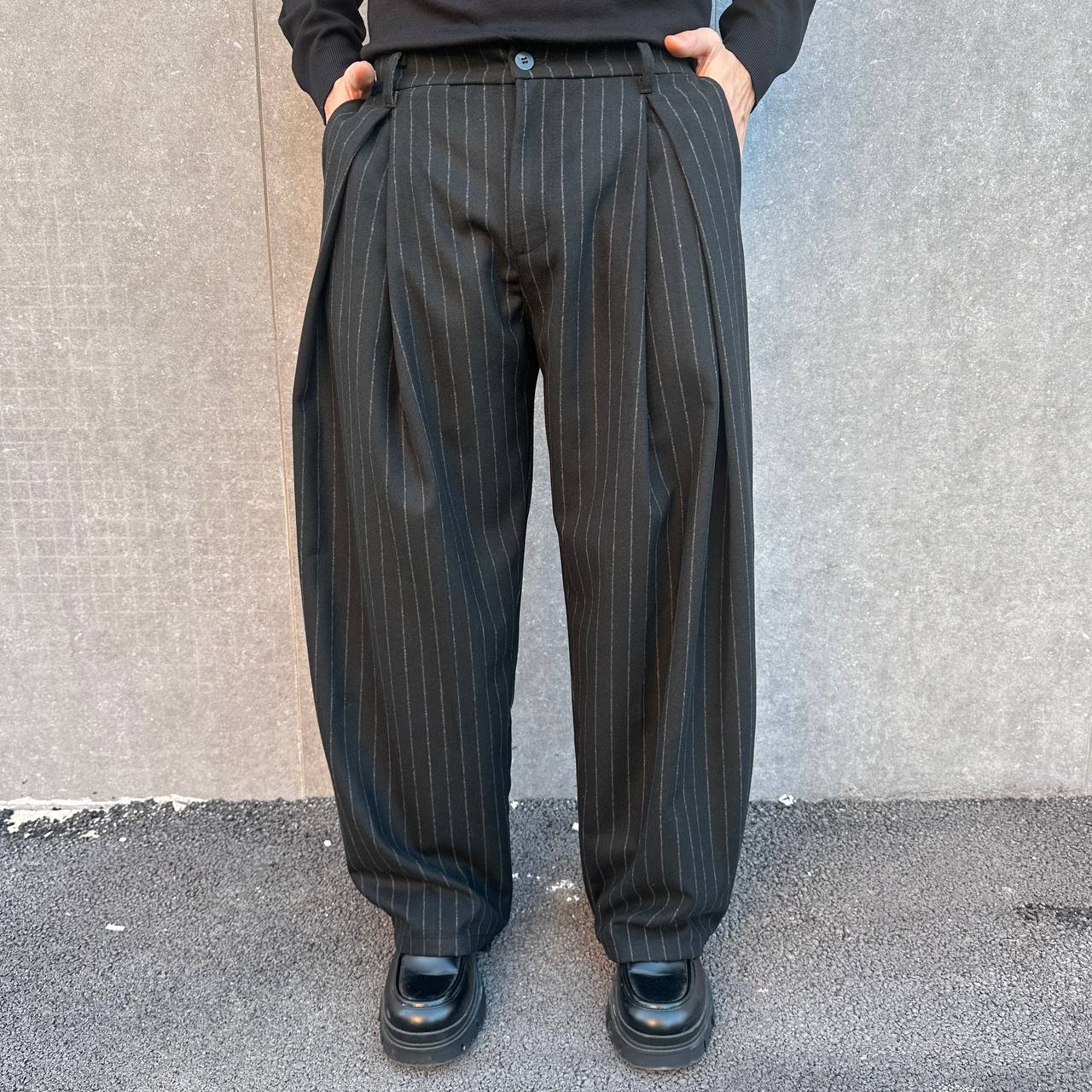 Pantalone Balloon Gessato Nero