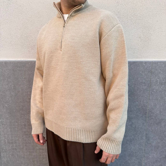 Pull Mezza Zip Beige