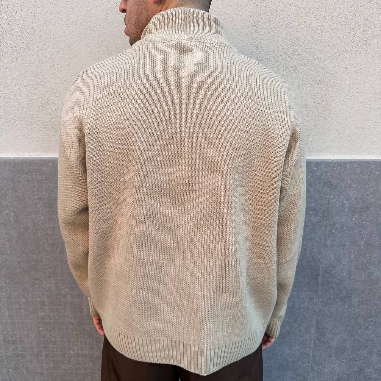 Pull Mezza Zip Beige