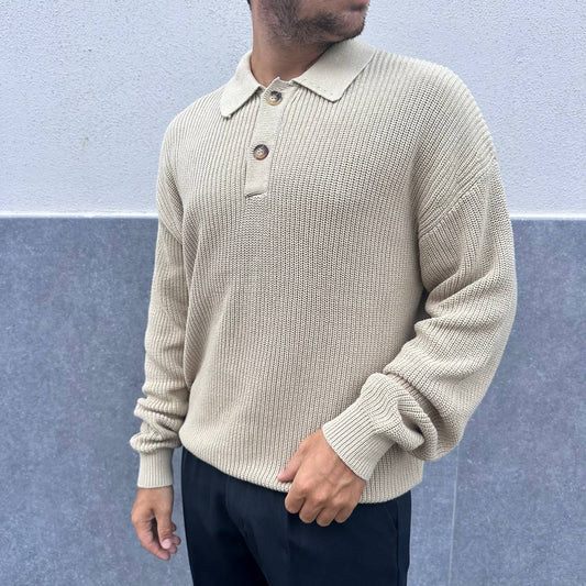 Pullover 2 bottoni beige