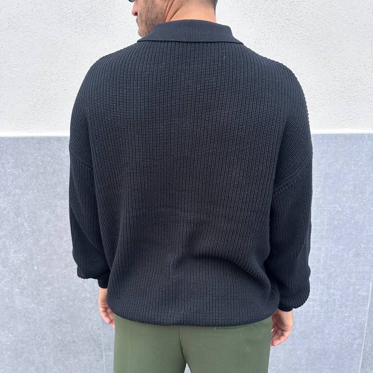 Pullover 2 bottoni nero