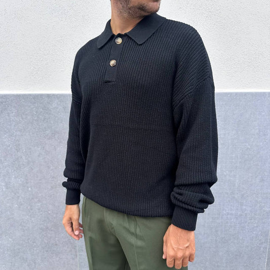 Pullover 2 bottoni nero