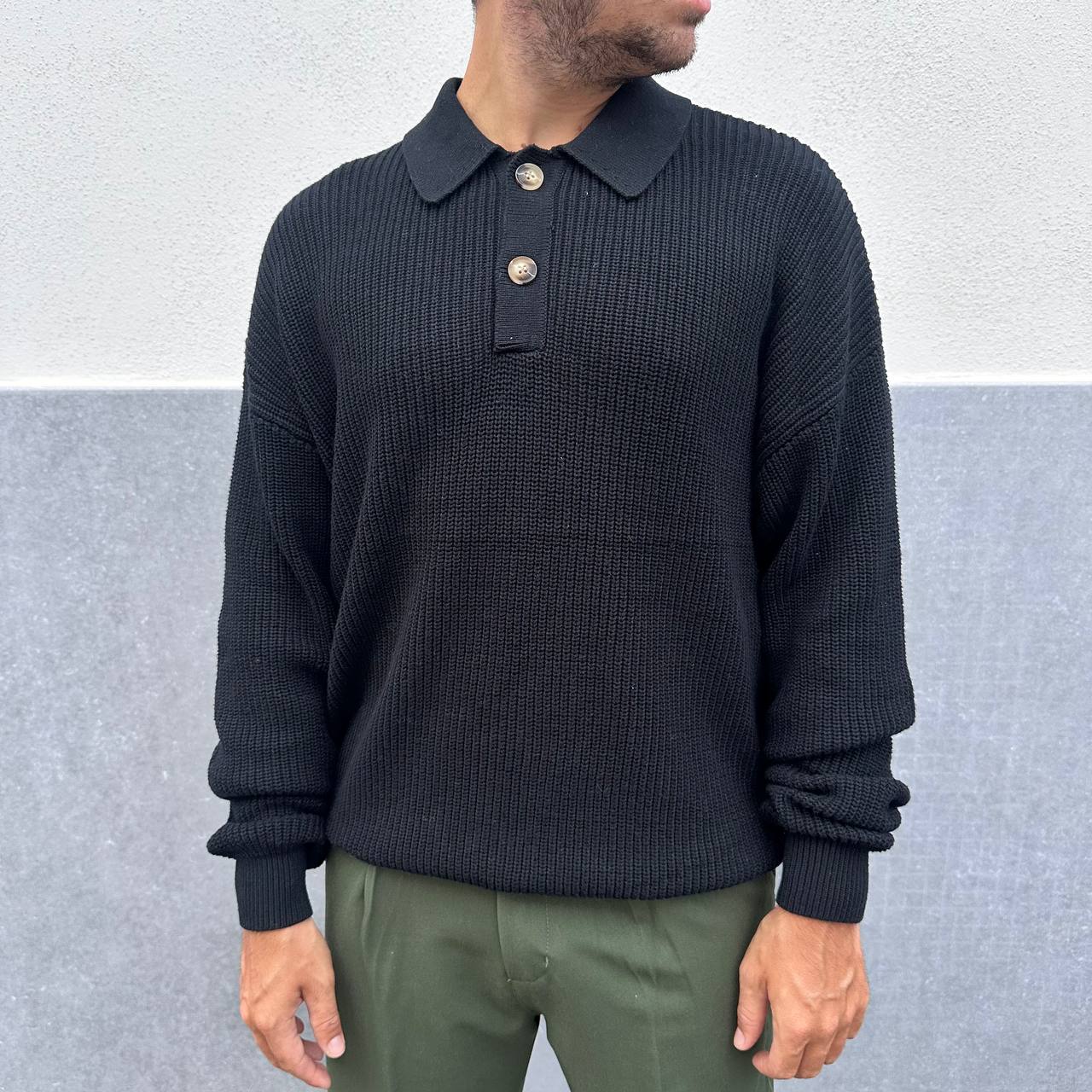 Pullover 2 bottoni nero