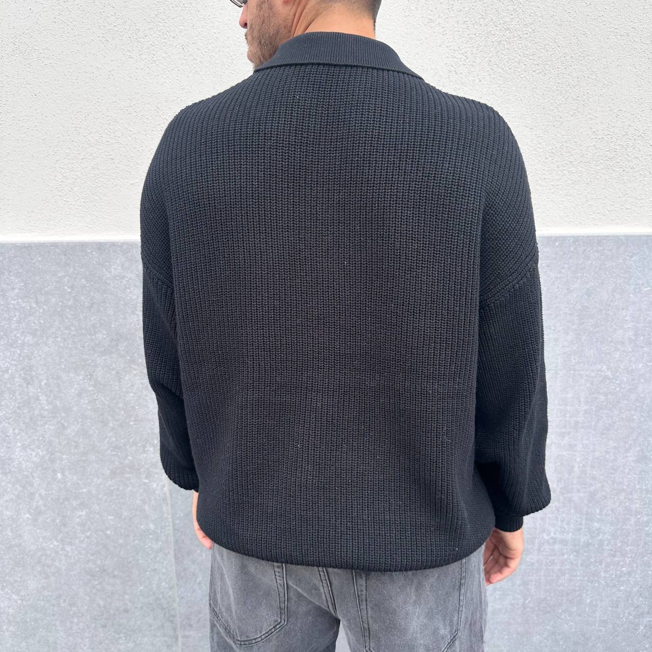 Pullover con zip nero