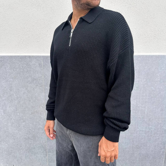 Pullover con zip nero