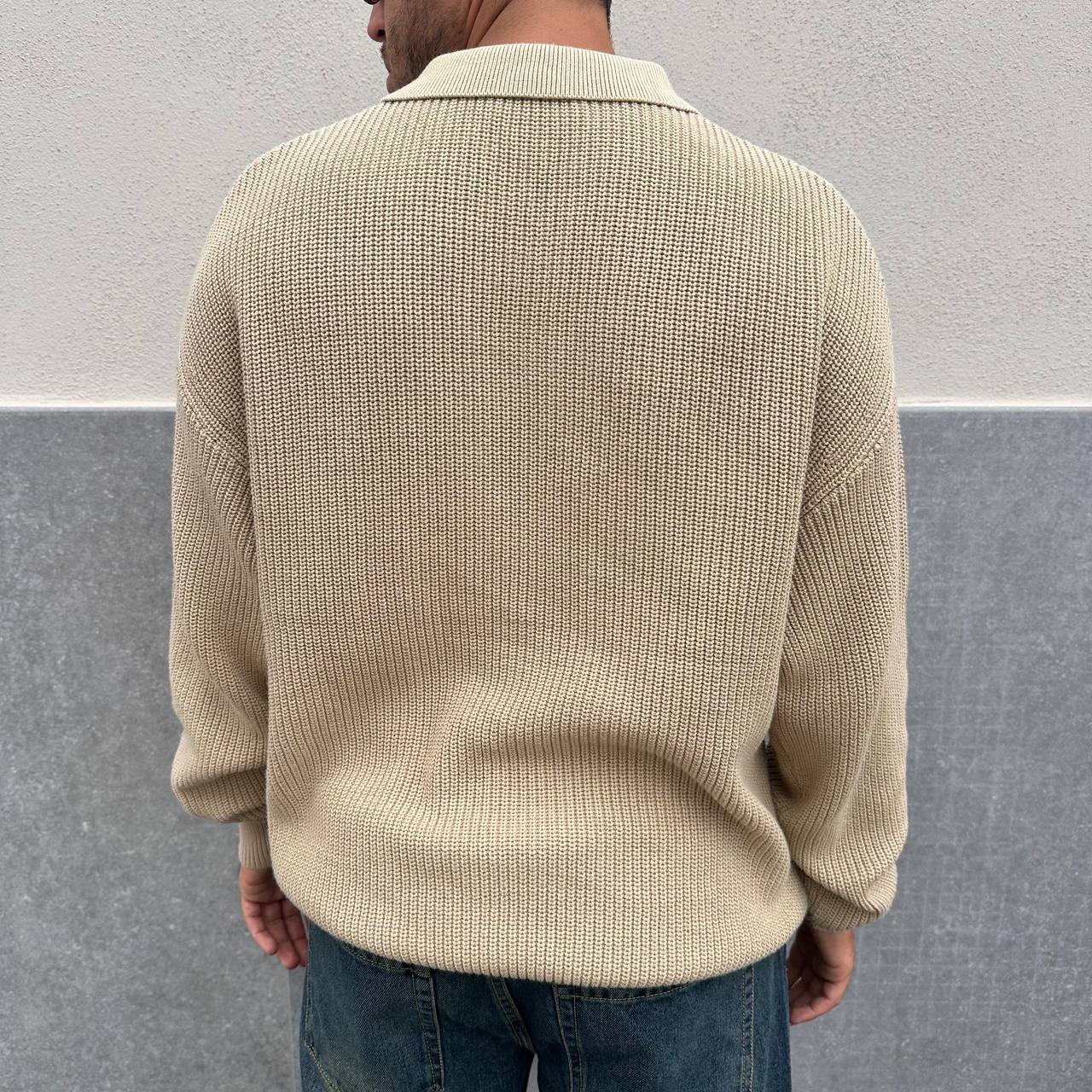 Pullover con zip beige