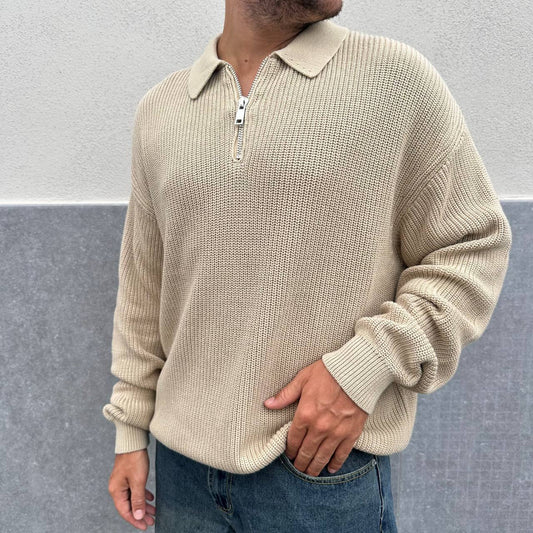 Pullover con zip beige