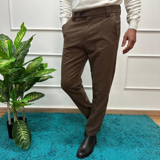 Pantalone misto lana marrone