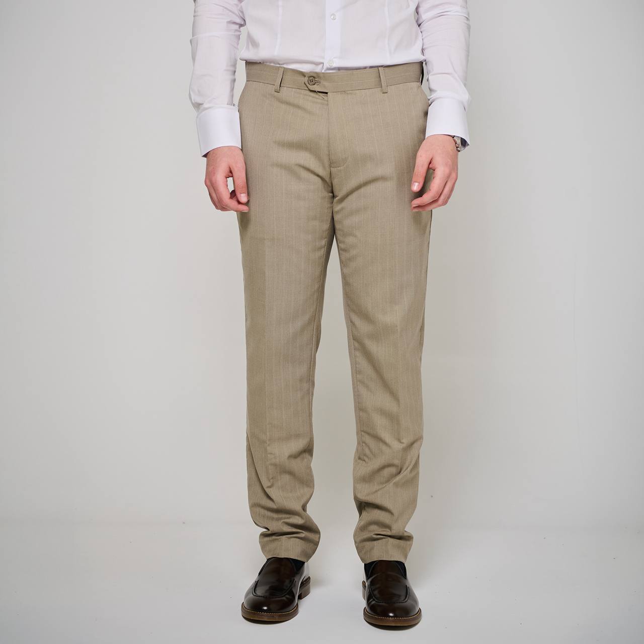 Abito sartoriale gessato beige