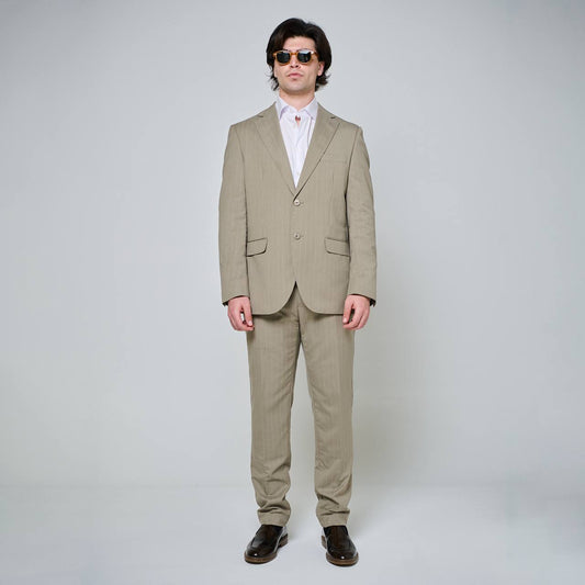 Abito sartoriale gessato beige