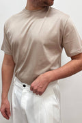 Shirt in filo di scozia beige