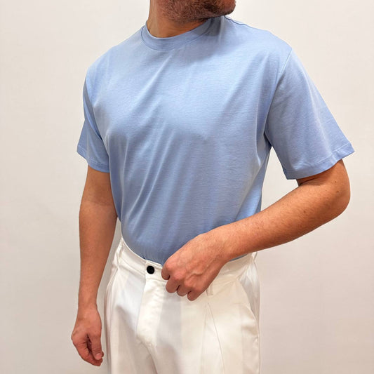 Shirt in filo di scozia celeste