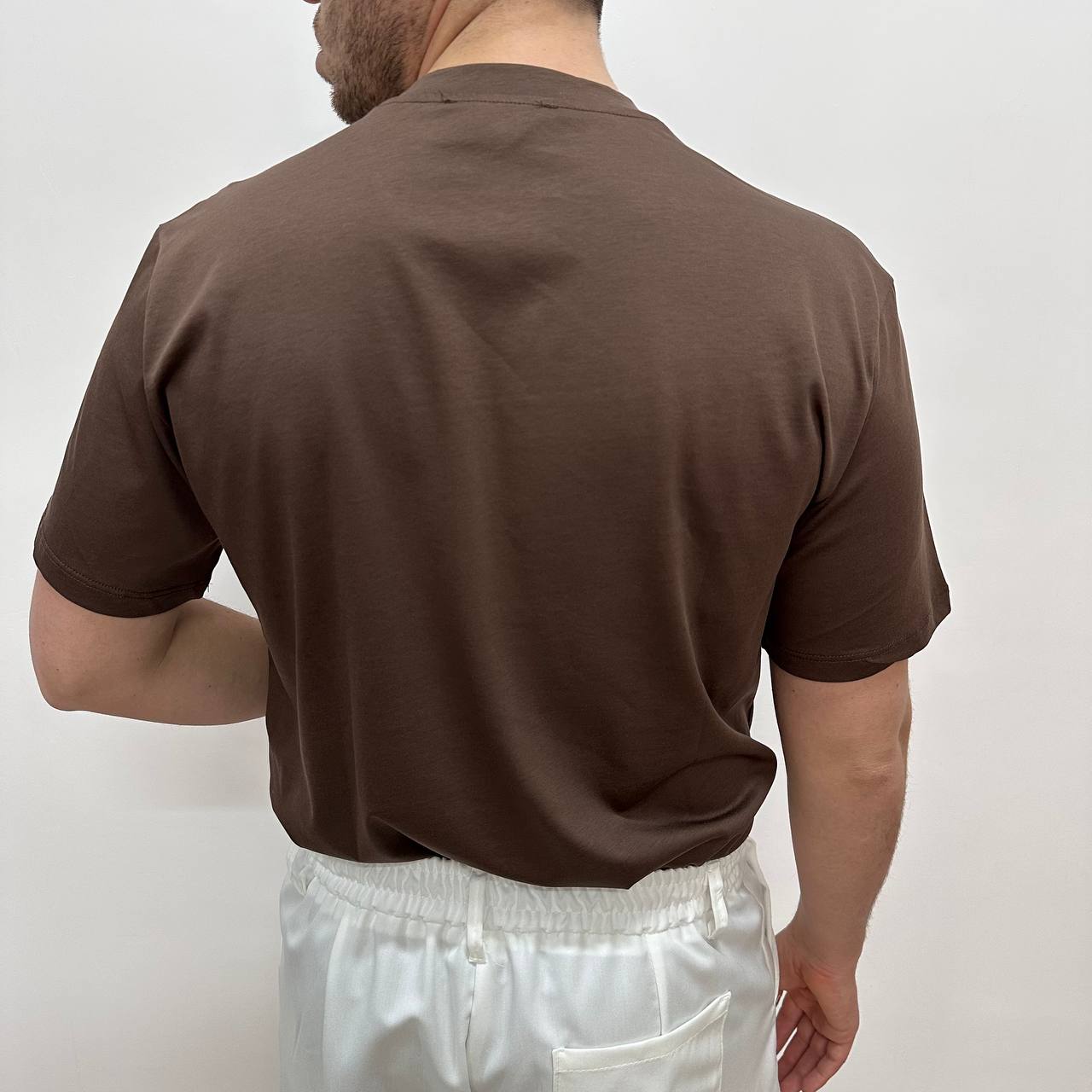 Shirt in filo di scozia marrone