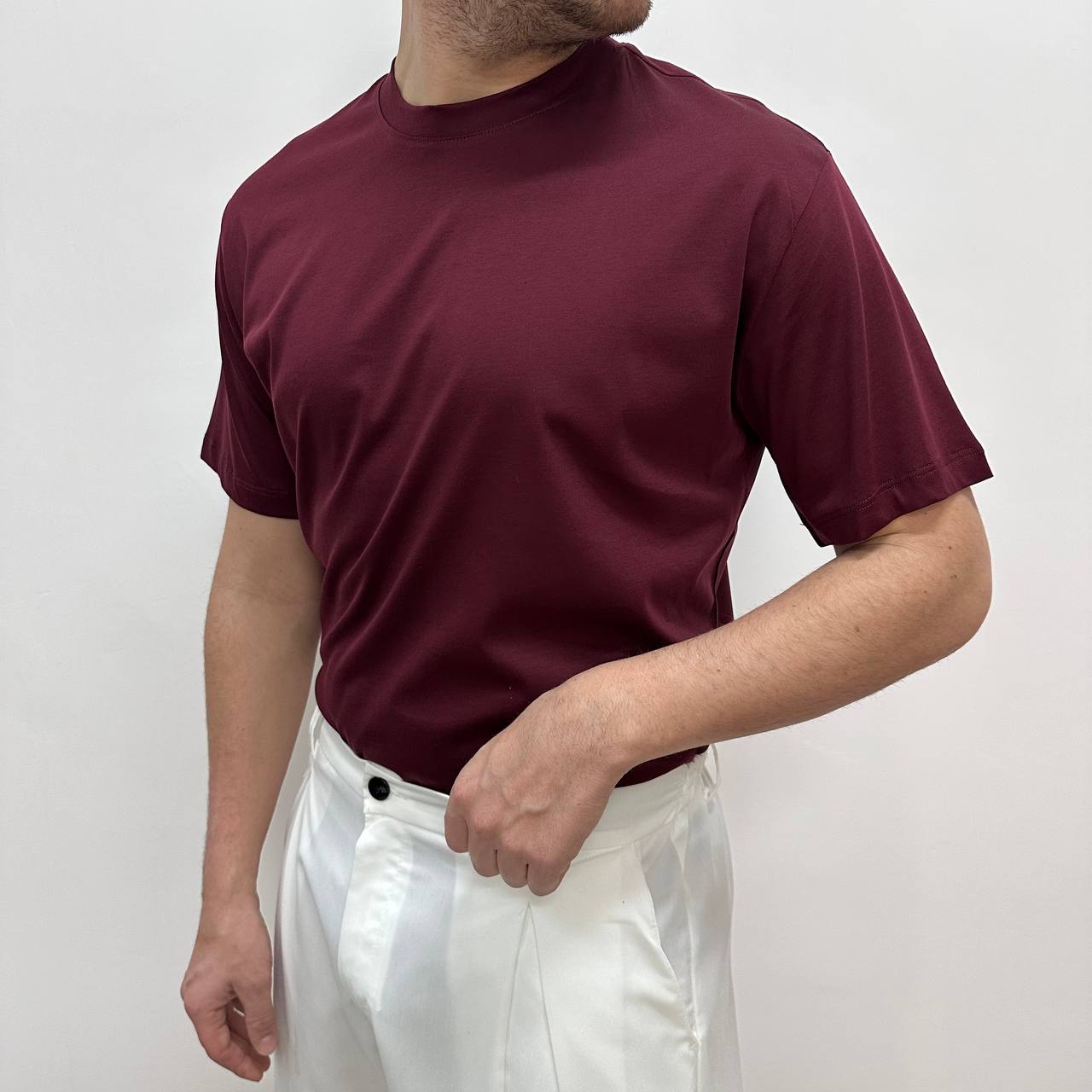 Shirt in filo di scozia bordeaux