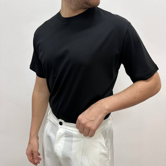 Shirt in filo di scozia nera