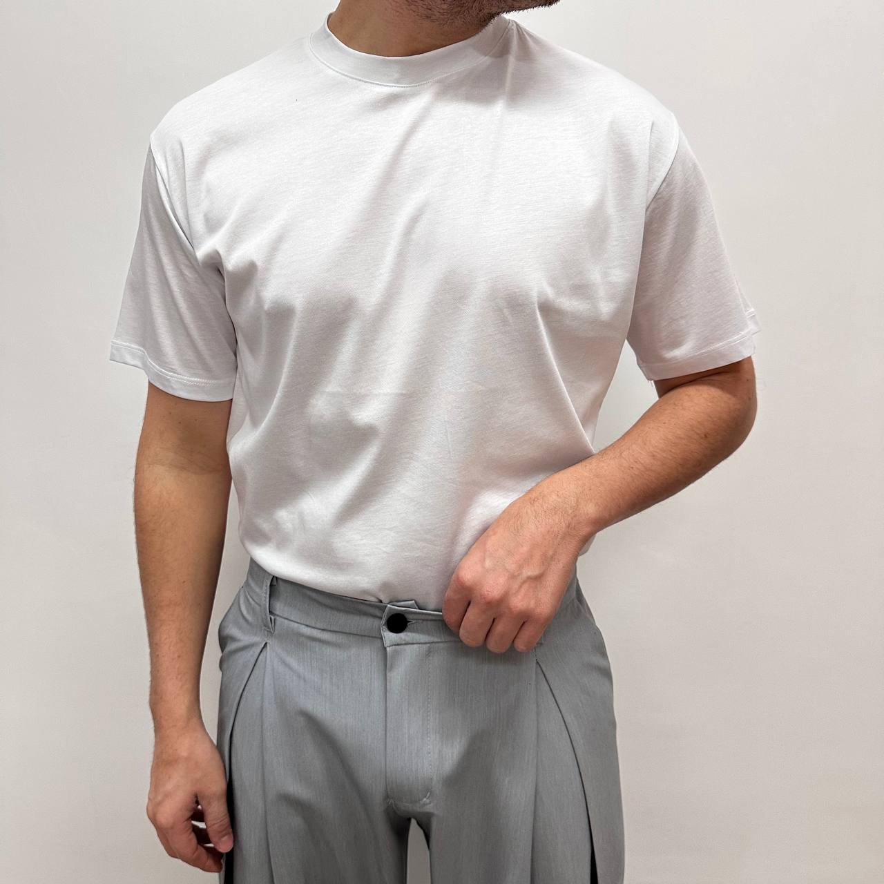 Shirt in filo di scozia bianca