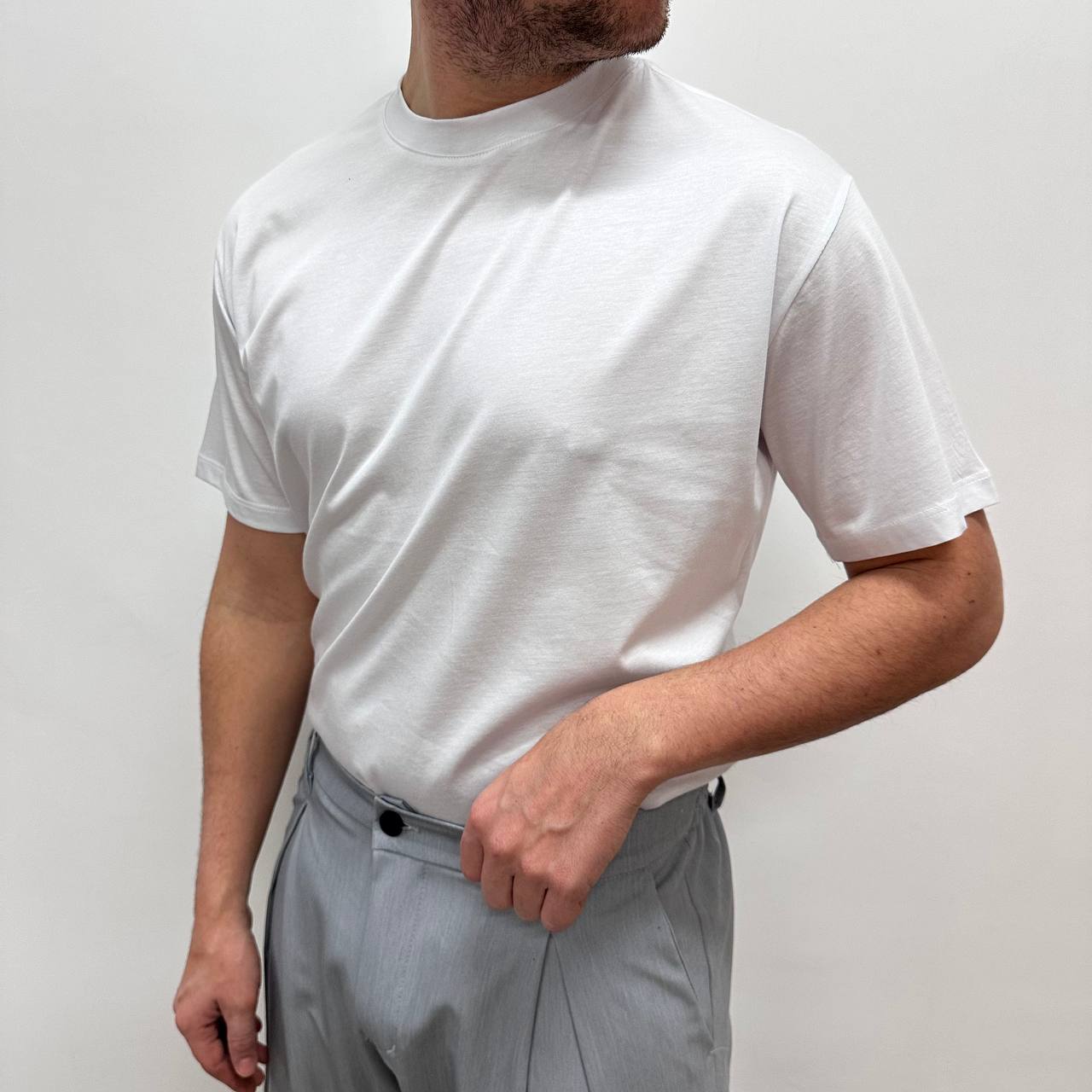 Shirt in filo di scozia bianca