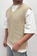 Pull smanicato beige