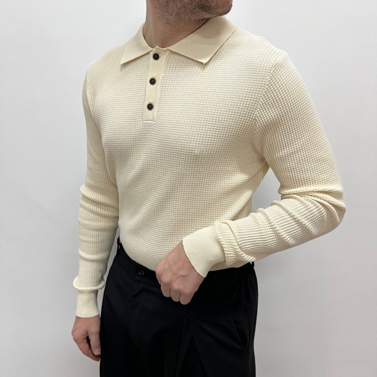 Polo in nido d'ape beige